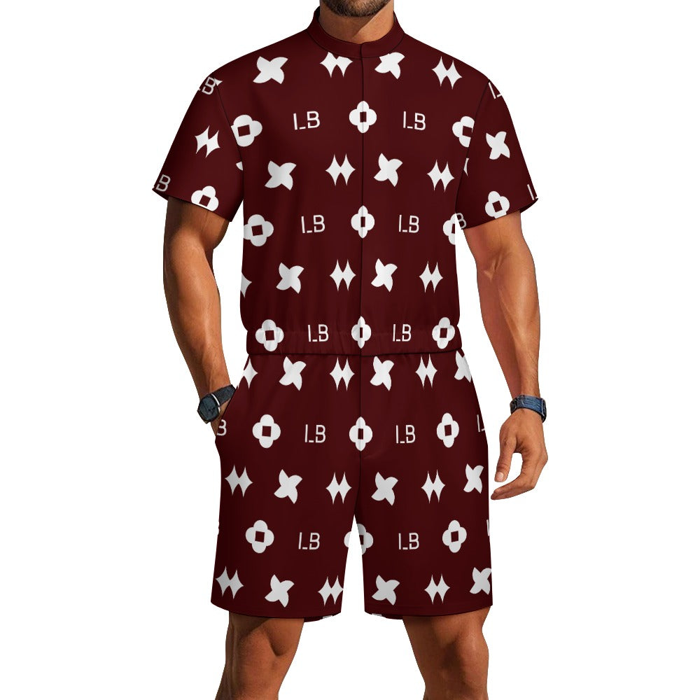 LauBelle - Men's one piece jumpsuit Short sleeved jumpsuit - Reddd - LauBelle Brand