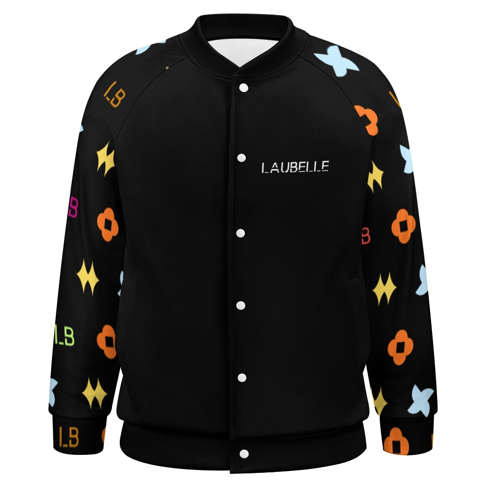 LauBelle Mens Classic Varsity Baseball Jacket Snap Button