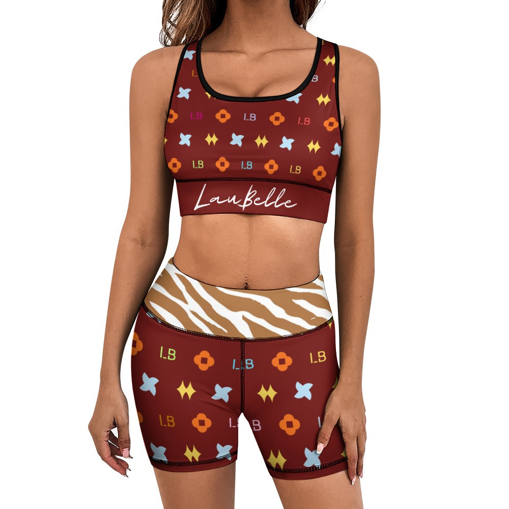 LauBelle Womens Activewear Yoga Shorts & Sports Top Set