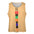 Beige sleeveless top with vertical multicolored blocks spelling "LAUBELLE" in the center.