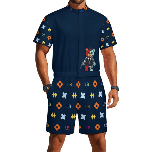 LauBelle - Men's one piece jumpsuit Short sleeved jumpsuit - Dark Blue - LauBelle Brand