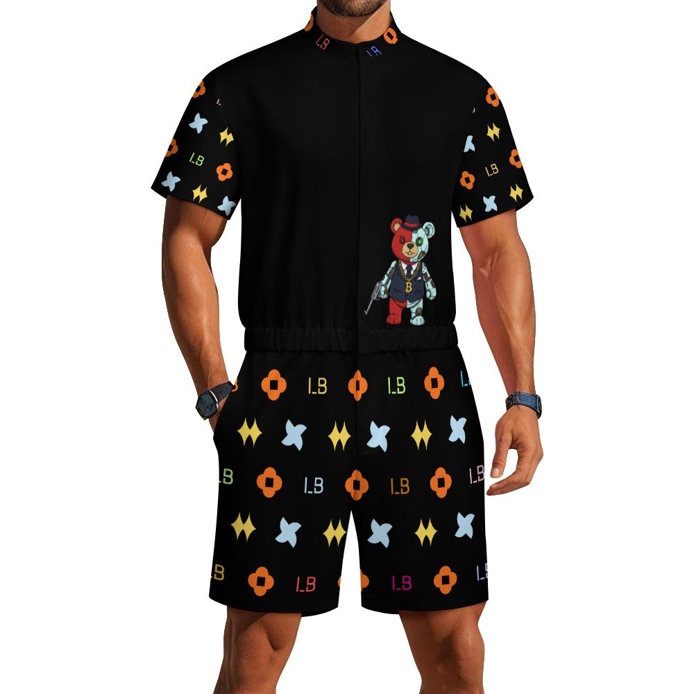 LauBelle - Men's one piece jumpsuit Short sleeved jumpsuit - Blacck - LauBelle Brand