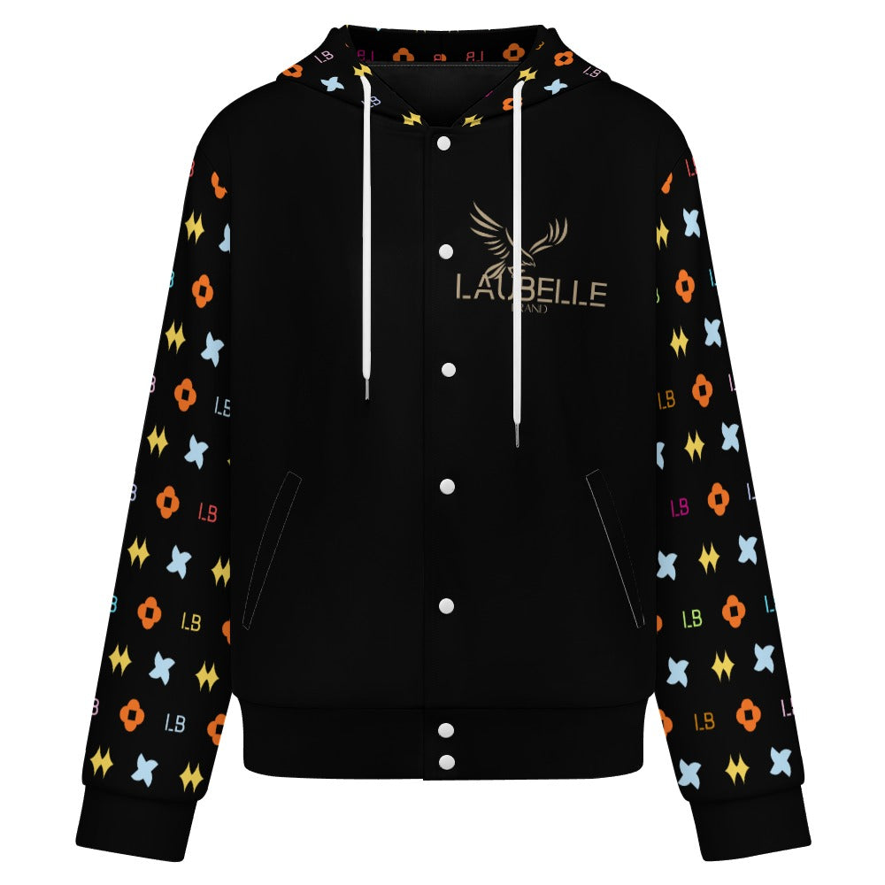 LauBelle Sport Athletic Hooded Baseball Varsity Jacket for her