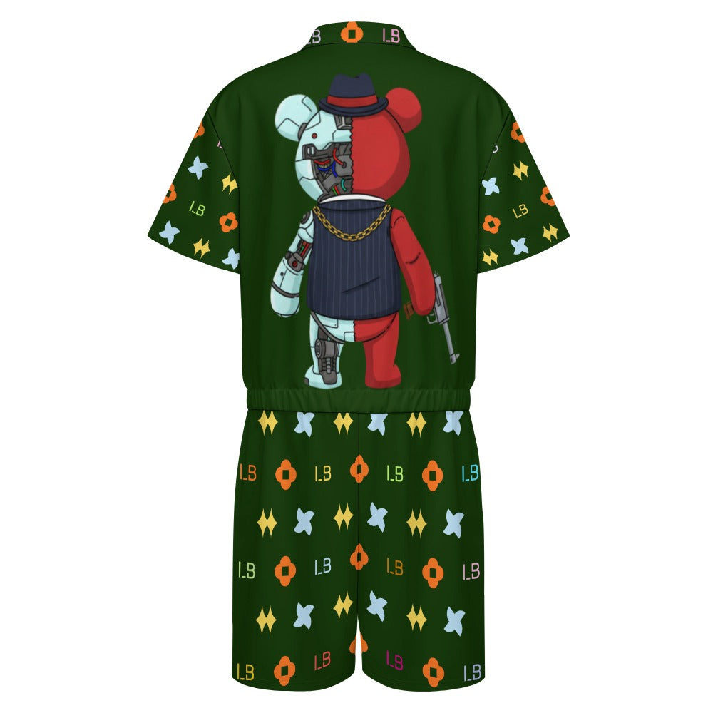 LauBelle - Men's one piece jumpsuit Short sleeved jumpsuit - Greeen - LauBelle Brand
