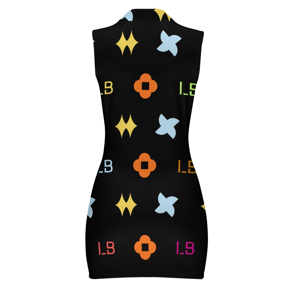 LauBelle - Women's Short Sleeve Dress with Short Zipper - Blackk - LauBelle Brand