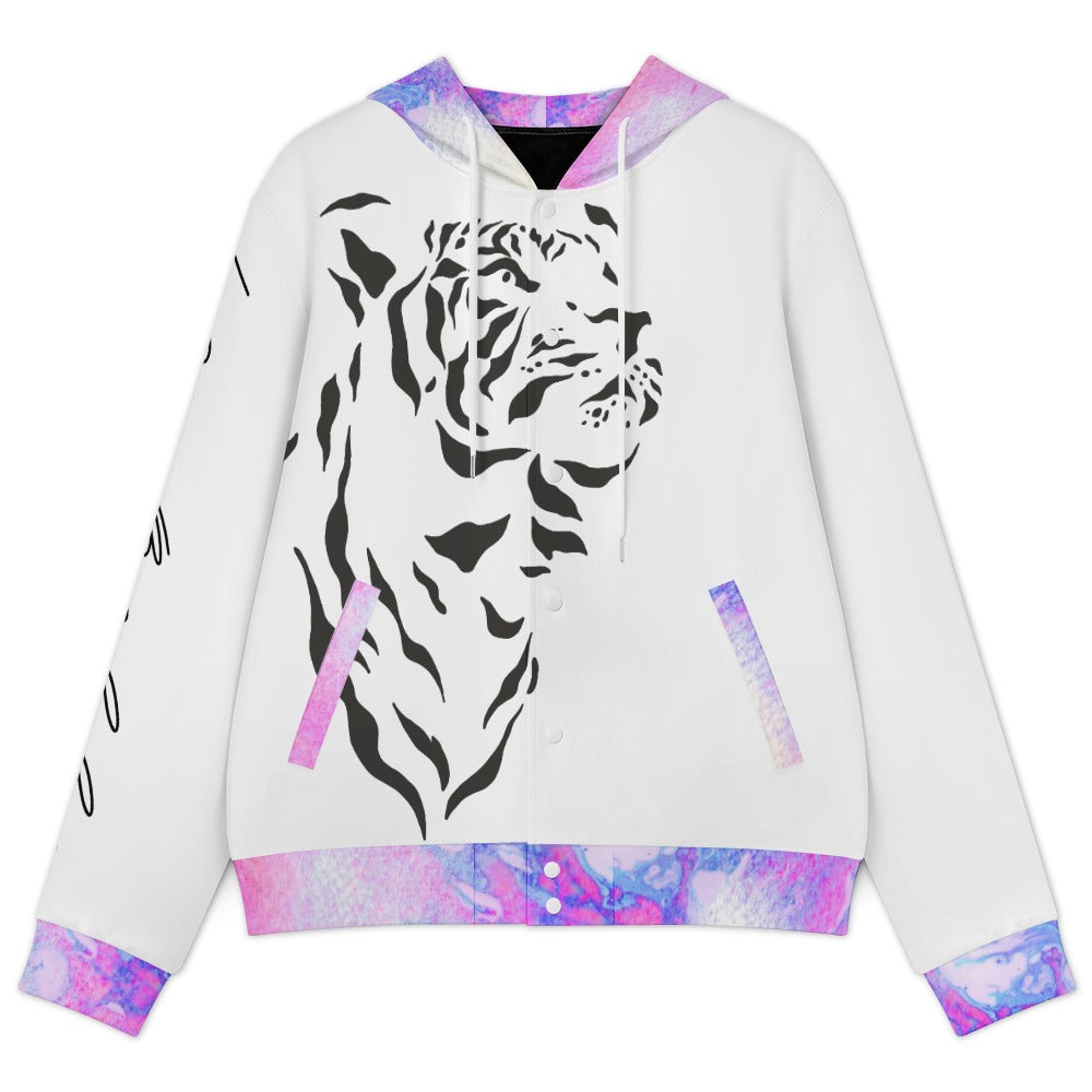 LauBelle Sport Athletic Hooded Baseball Varsity Jacket for her