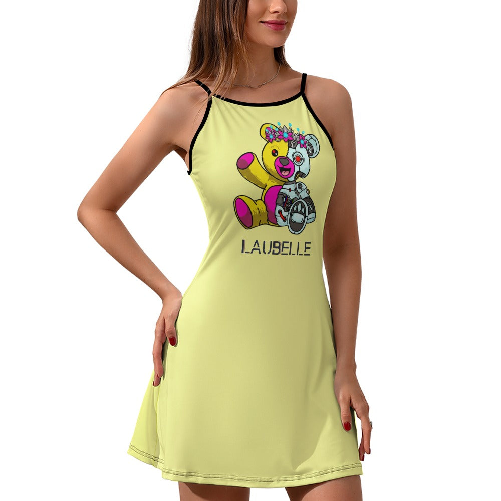 LauBelle - Ladies Personality Slim Sling Dress - Yellow - LauBelle Brand